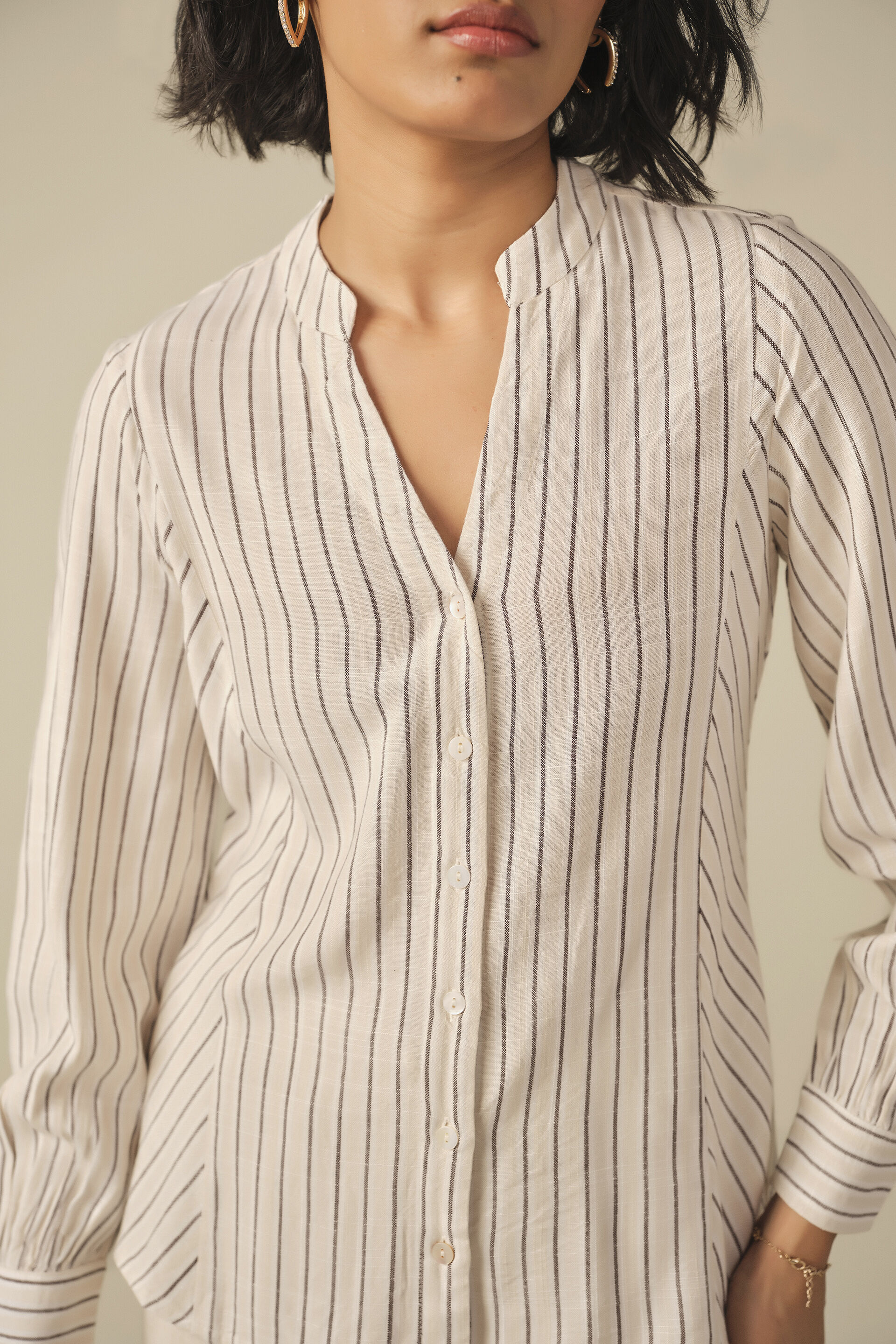 Striped Shirt in White, Cream, image 2